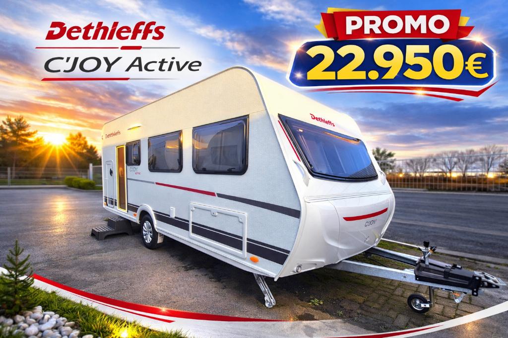Dethleffs C’joy 480 QLK “Active”, Caravans en Kamperen, Caravans, Bedrijf, meer dan 6, 1000 - 1250 kg, Treinzit, Dethleffs, Dwarsbed