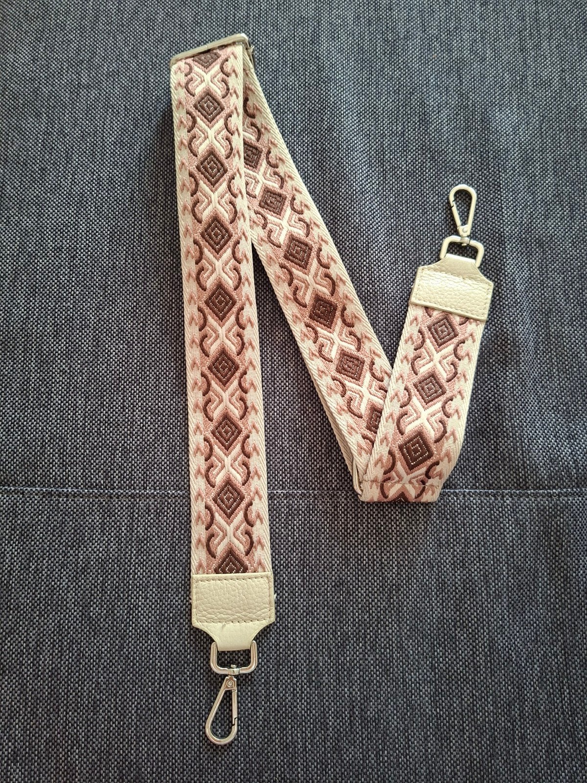 Jolie bandoulière beige/crème avec motifs brun et rose, Enlèvement ou Envoi, Comme neuf
