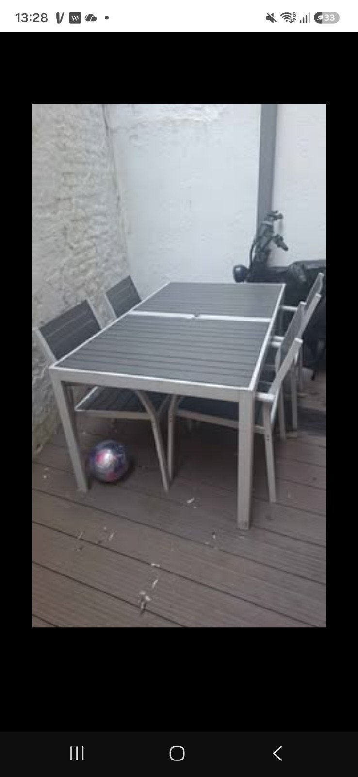 table jardin + 4 chaises ikea, Jardin & Terrasse, Enlèvement, Utilisé, Rectangulaire, Aluminium