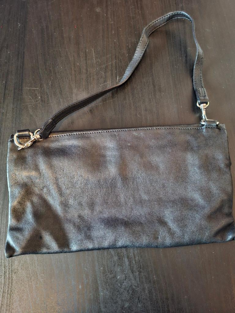 Gianni Chiarini leren tas zwart washed Made in Italy, Handtassen en Accessoires, Tassen | Damestassen, Verzenden, Gebruikt, Zwart