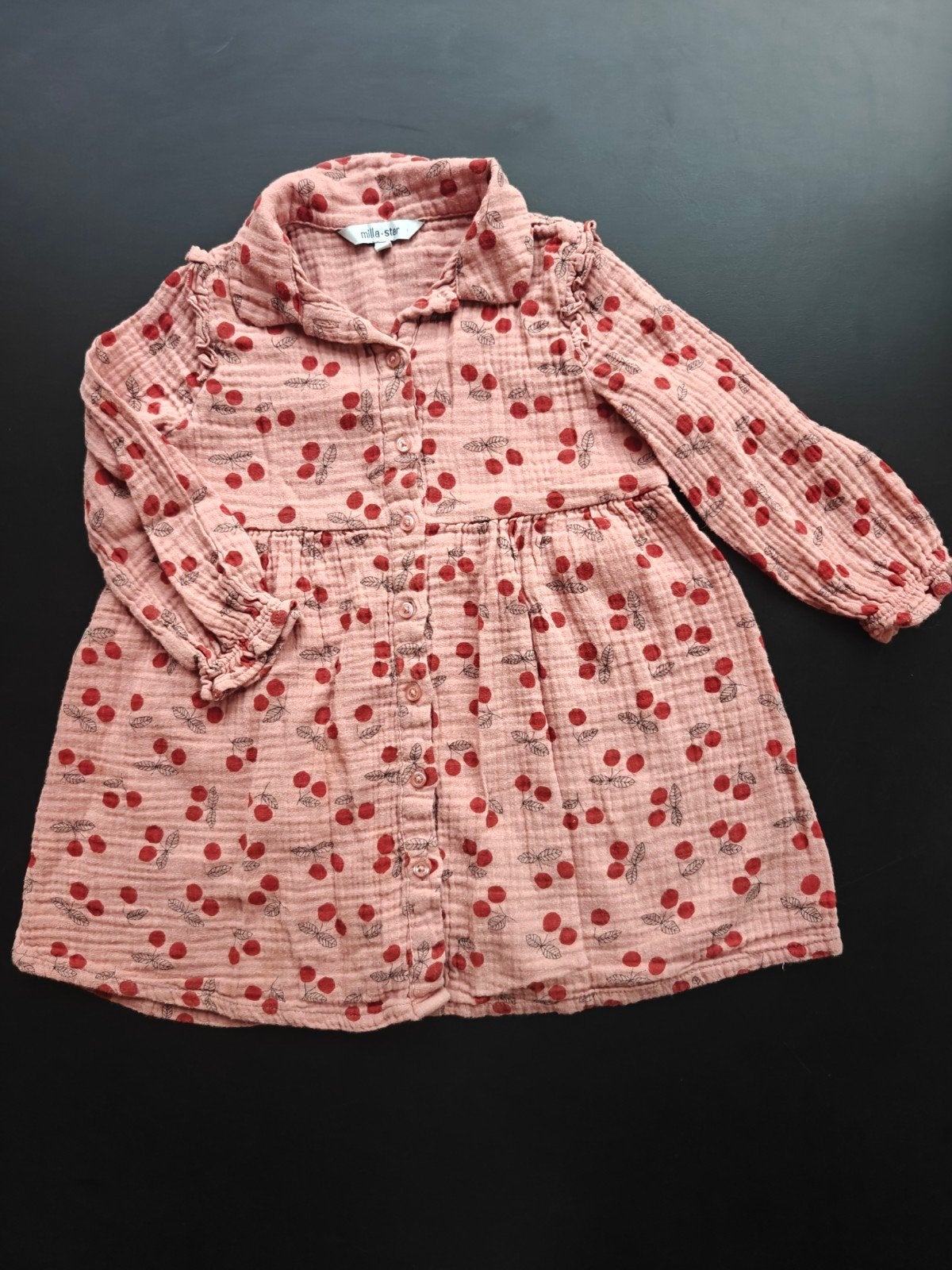 Kleedje Meisje - roze met kersen- Maat 92 - Mila Star, Enfants & Bébés, Vêtements de bébé | Packs de vêtements pour bébés, Enlèvement