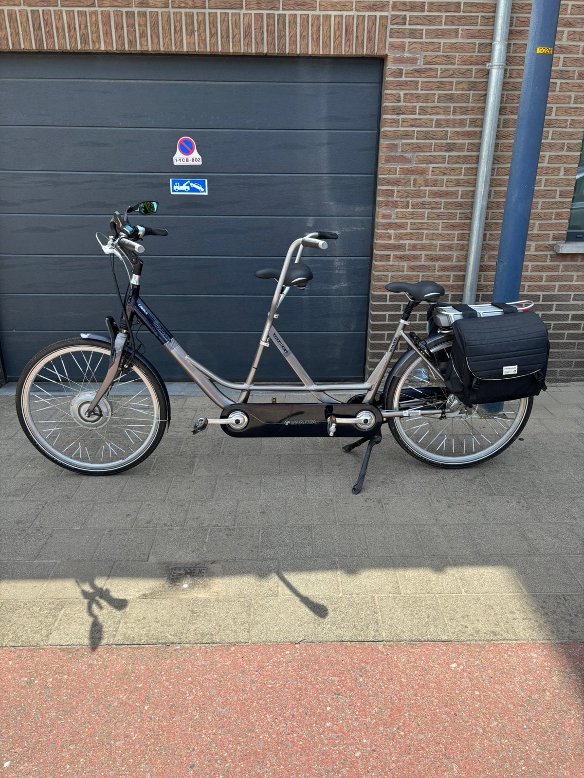 Elektrische Tandem, Fietsen en Brommers, Fietsen | Tandems, Ophalen, Gebruikt, Minder dan 10 versnellingen, Vering