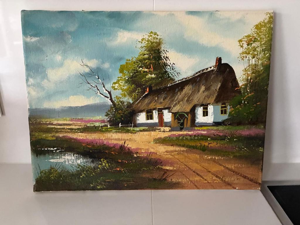 Schilderij boerderij, Ophalen of Verzenden