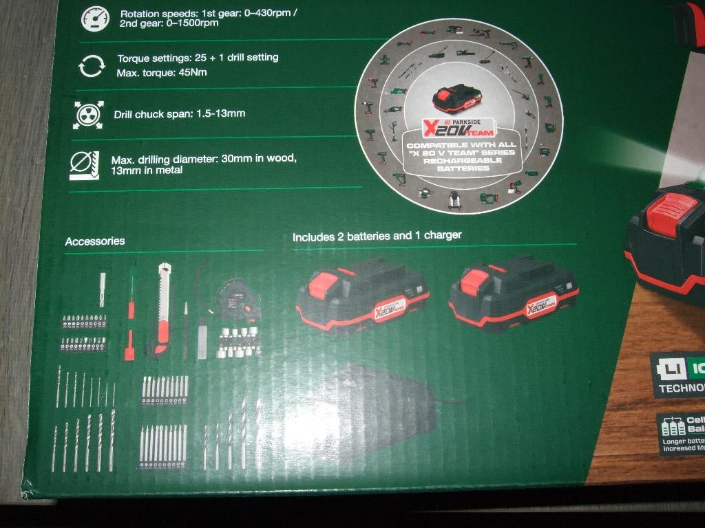 visseuse+2 batteries+chargeur+outils, Bricolage & Construction, Enlèvement, Neuf