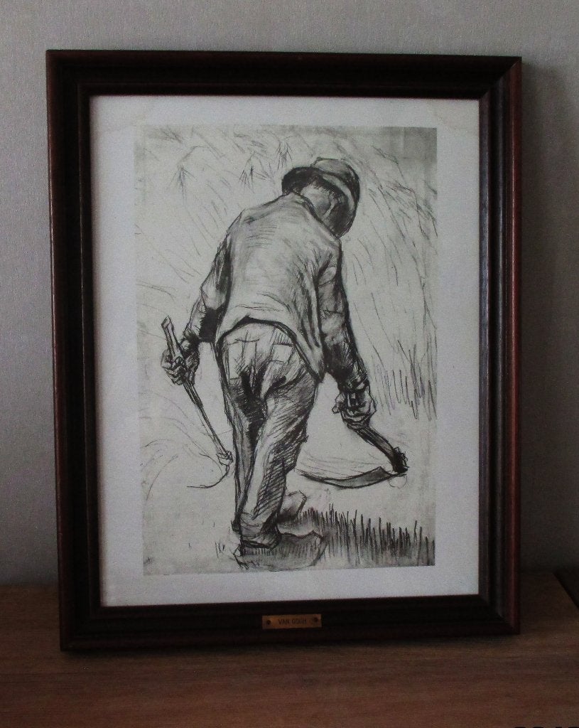 Kader met ets (met zeis en sikkel) van Vincent van Gogh, Antiek en Kunst, Kunst | Tekeningen en Fotografie, Ophalen of Verzenden