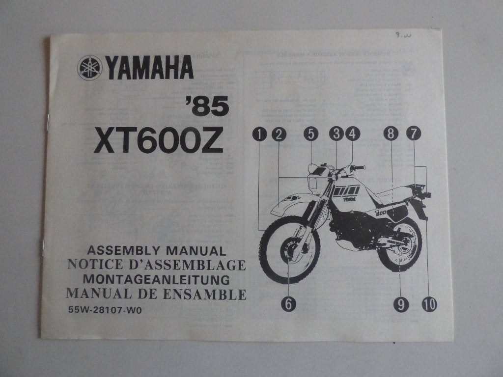 YAMAHA XT600 Z MONTAGE HANDLEIDING, Motoren, Ophalen of Verzenden, Yamaha