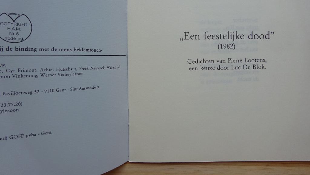 HAM 1984 Gent, Luc De Blok en Pierre Lootens, Enlèvement ou Envoi, Comme neuf, Peinture et dessin