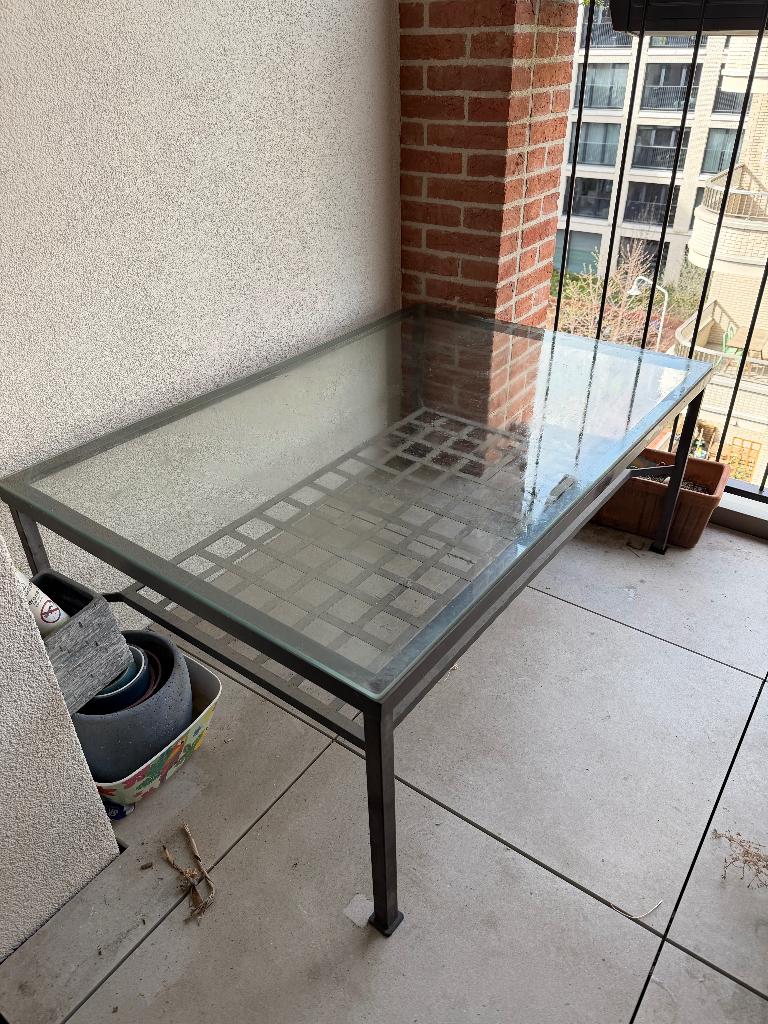 Table en verre, Ophalen, Gebruikt, Rechthoekig, Metaal