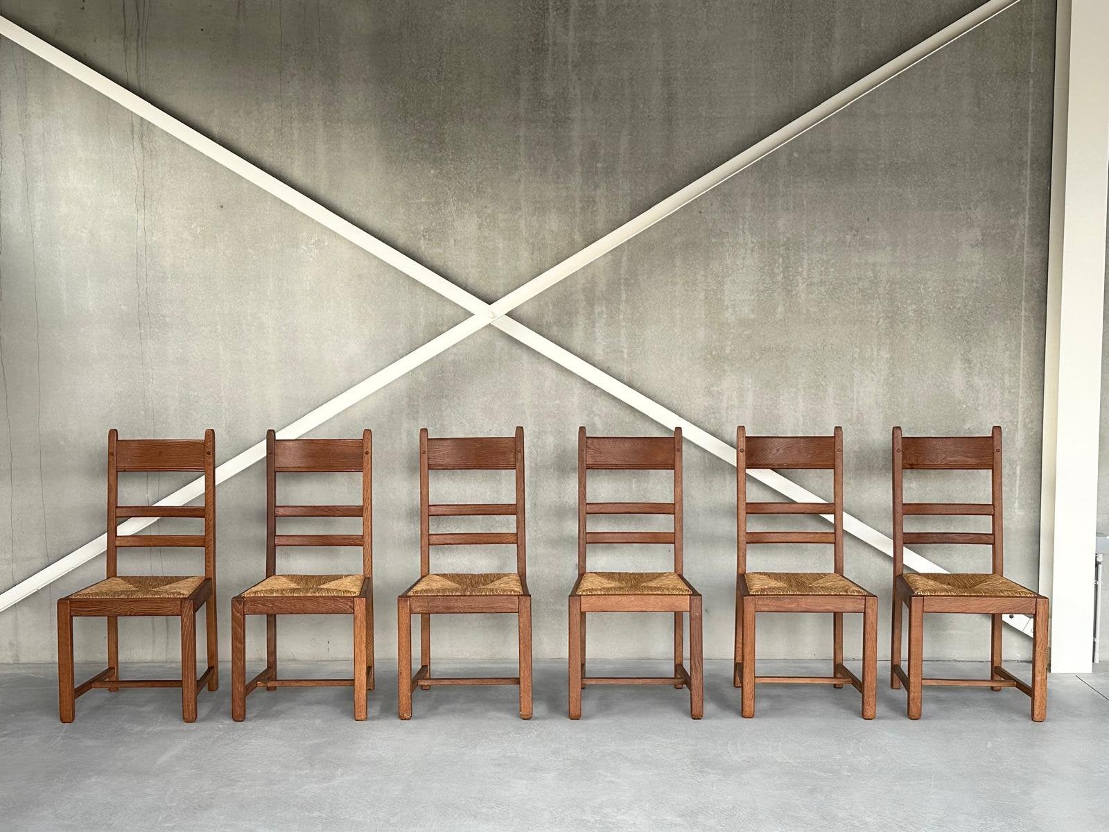 Set van zes brutalistische eetkamerstoelen, ca 1980’s, Antiek en Kunst, Ophalen