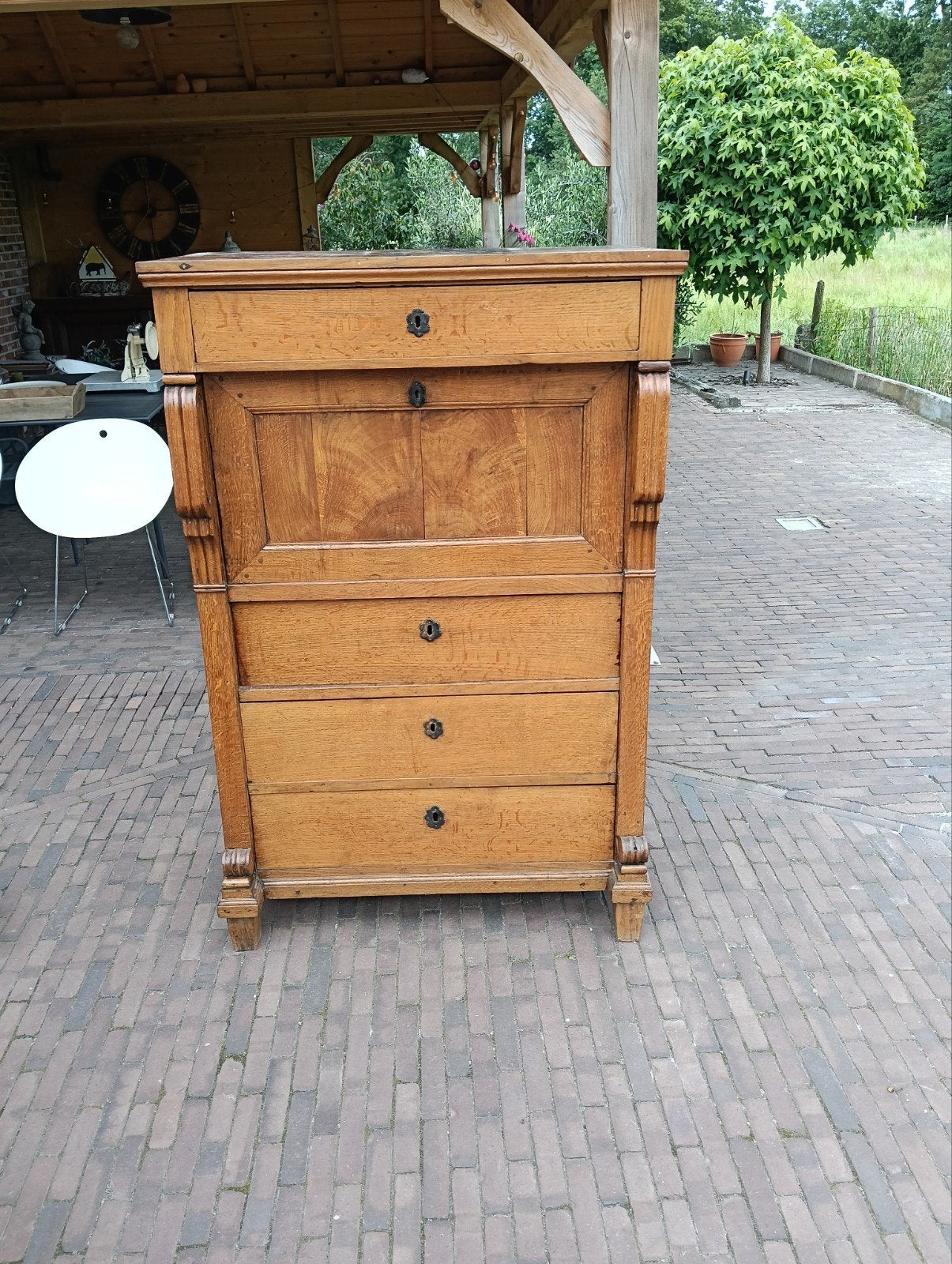 Eiken Hollandse Biedermeier secretaire, Antiek en Kunst, Ophalen