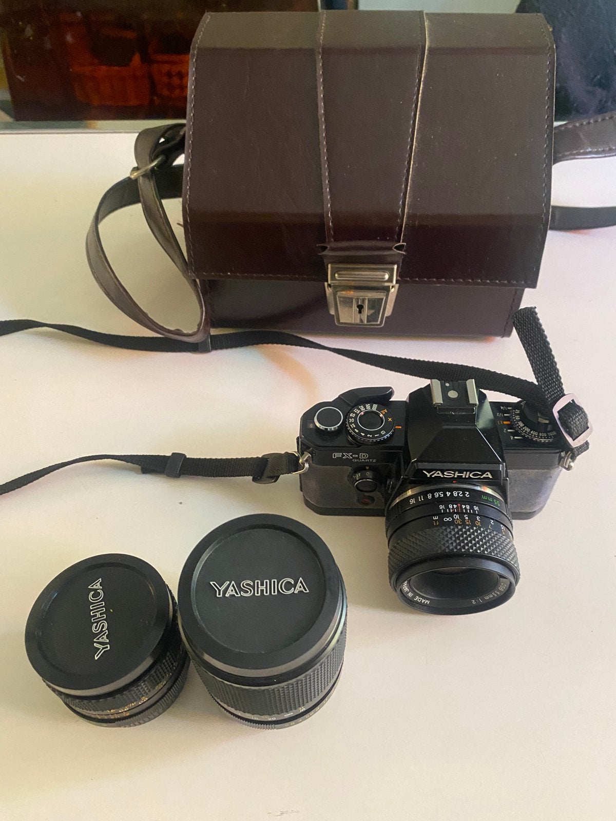 Yashica fx d met 3 lenzen en draagtas, Ophalen, Zo goed als nieuw