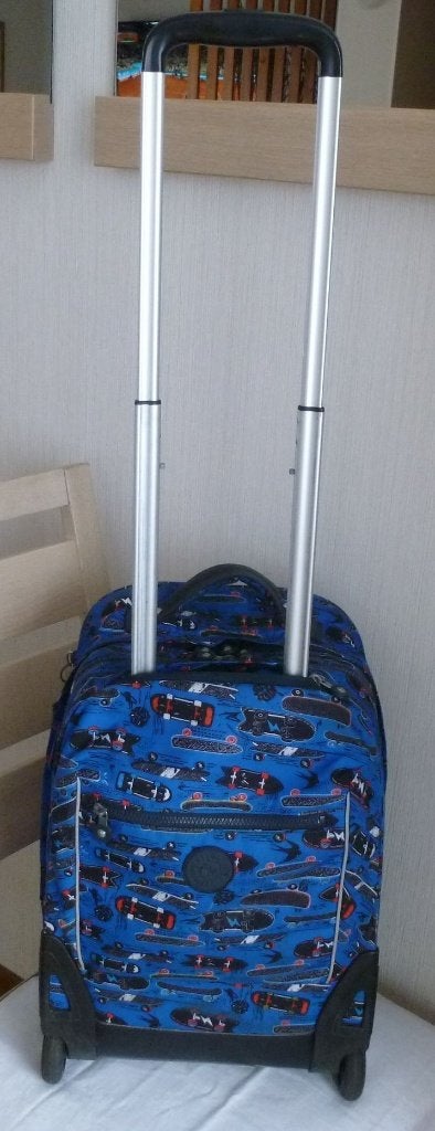 Kipling trolley vertical bleu à dessins skate + singe, Enlèvement ou Envoi, 30 à 40 cm, 30 à 40 cm, Utilisé
