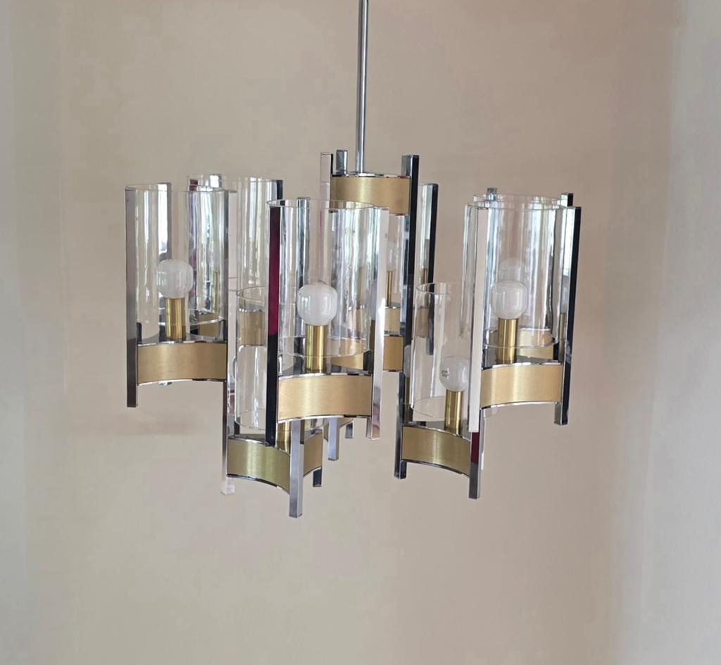 Sciolari « Hurricane » vintage des années 1970 en bel état, Verre, 75 cm ou plus, Hollywood regency, Comme neuf