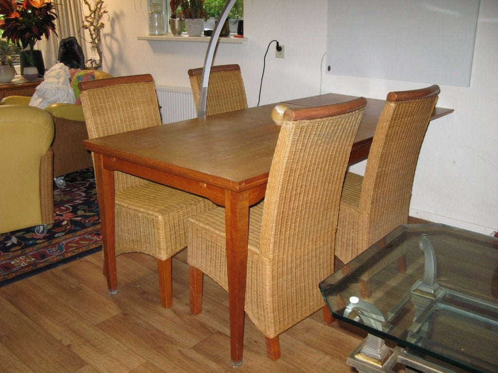 Eettafel met uitschuif, Ophalen, Gebruikt, 100 tot 150 cm, Vintage