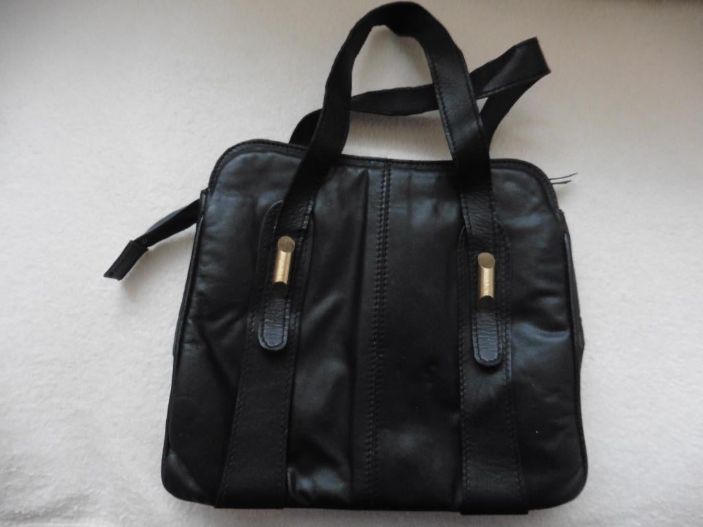 Beau sac à main en cuir souple véritable noir, Enlèvement ou Envoi, Comme neuf, Noir, Sac à main