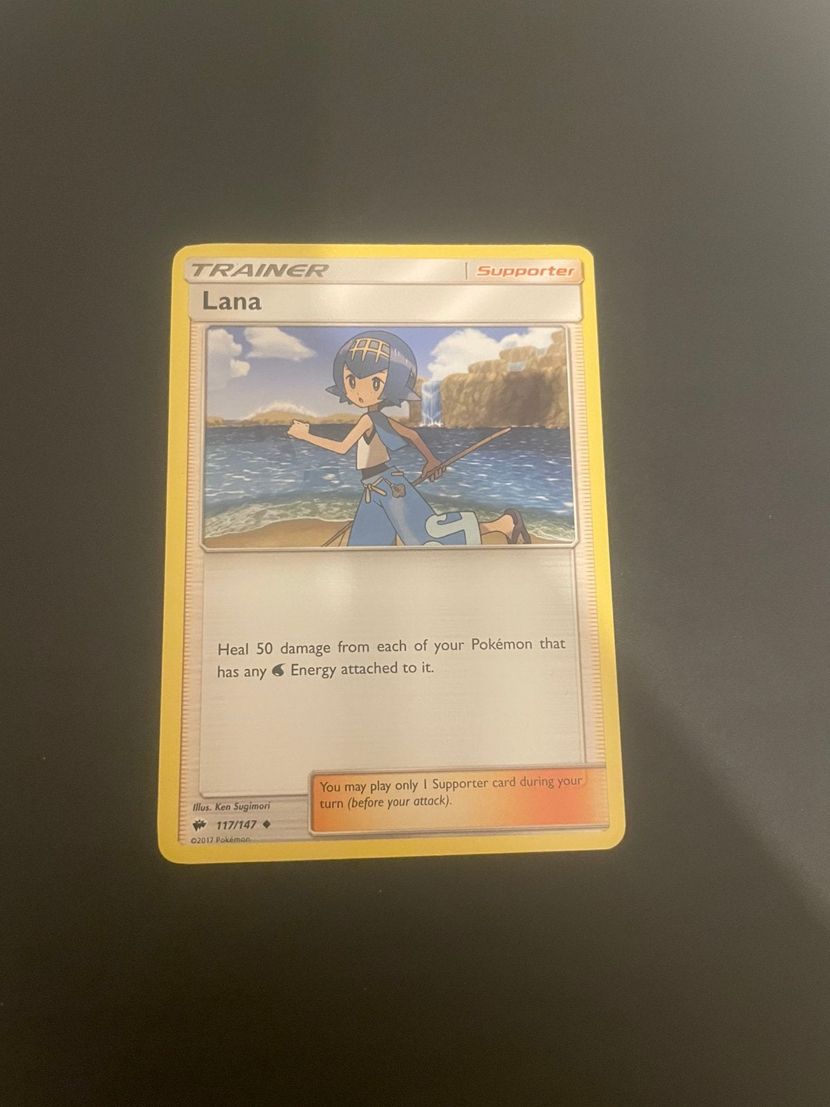 Pokémon Trainer Lana 117/147 – Burning Shadows, Ophalen, Zo goed als nieuw, Losse kaart, Foil