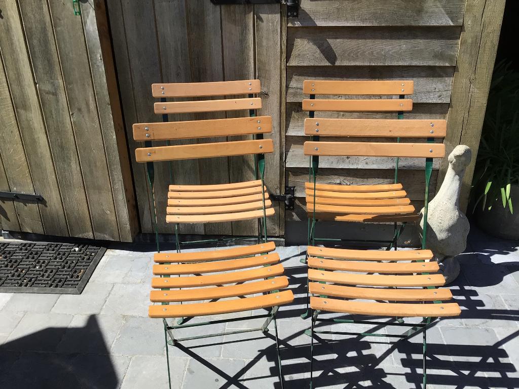 4 bistrostoelen, Enlèvement, Comme neuf, Métal, Pliant