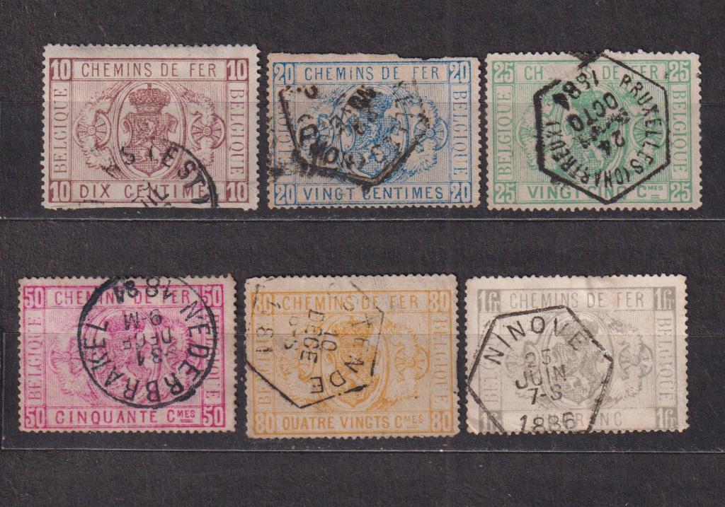 Belgique Timbres chemins de fer 1879 TR1-TR6, Envoi, Affranchi, Oblitéré