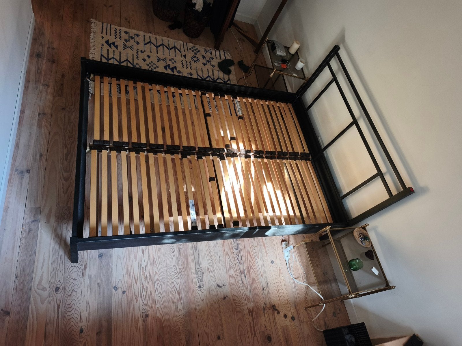 Bed frame zwart staal 140x200 en 2 lattenbodems, Huis en Inrichting, Ophalen, Zwart, Tweepersoons, 140 cm