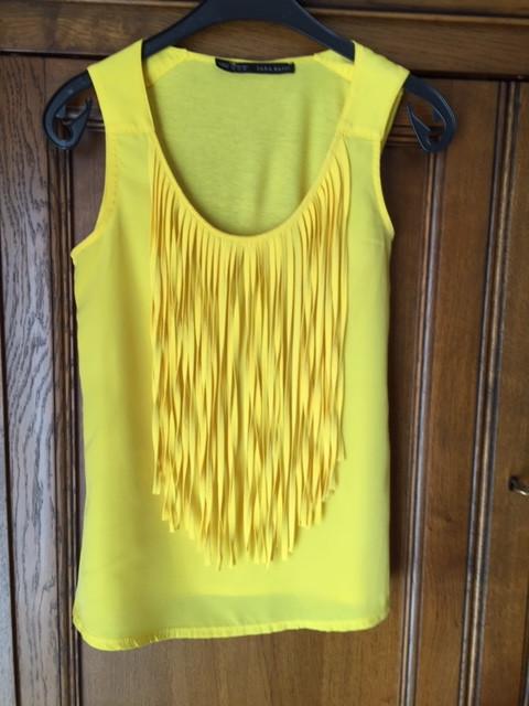Top- blouse  pour femme - jaune - taille XS, Sans manches, Zara, Comme neuf, Taille 34 (XS) ou plus petite