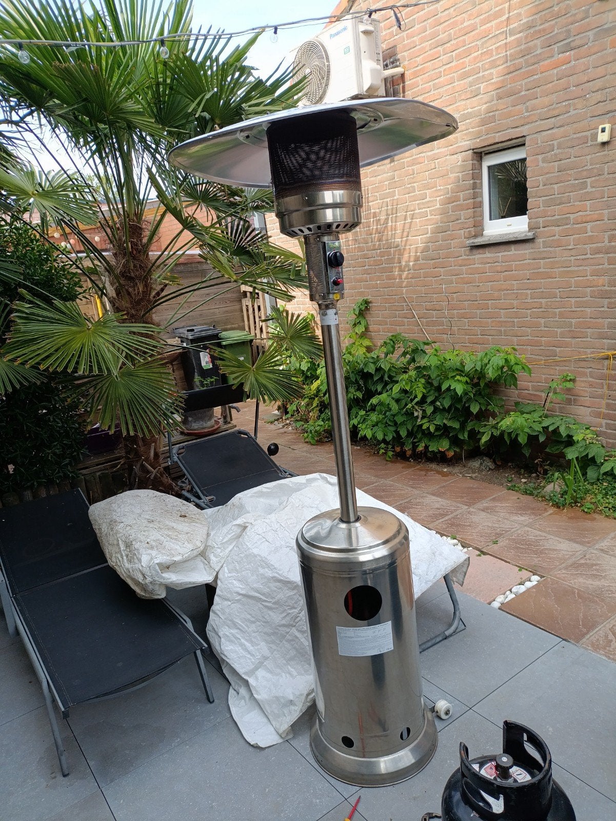 terrasverwarmer inox op gas met afdekzeil, Enlèvement, Gaz