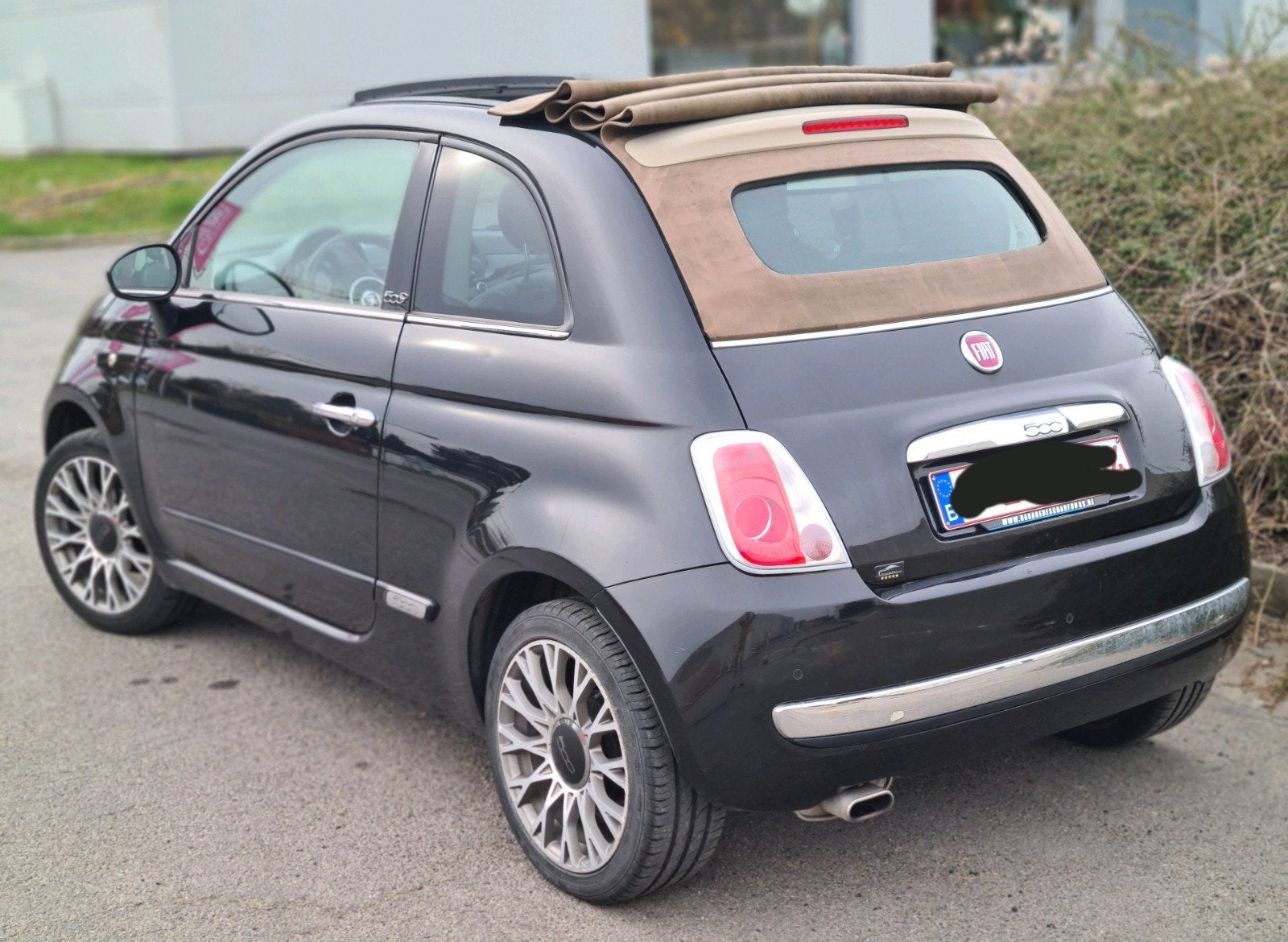 fiat 500 cabrio 12ess 2014.170mkm cuir rouge ctok 4999€, Auto's, Euro 5, Cabriolet, Zwart, Leder