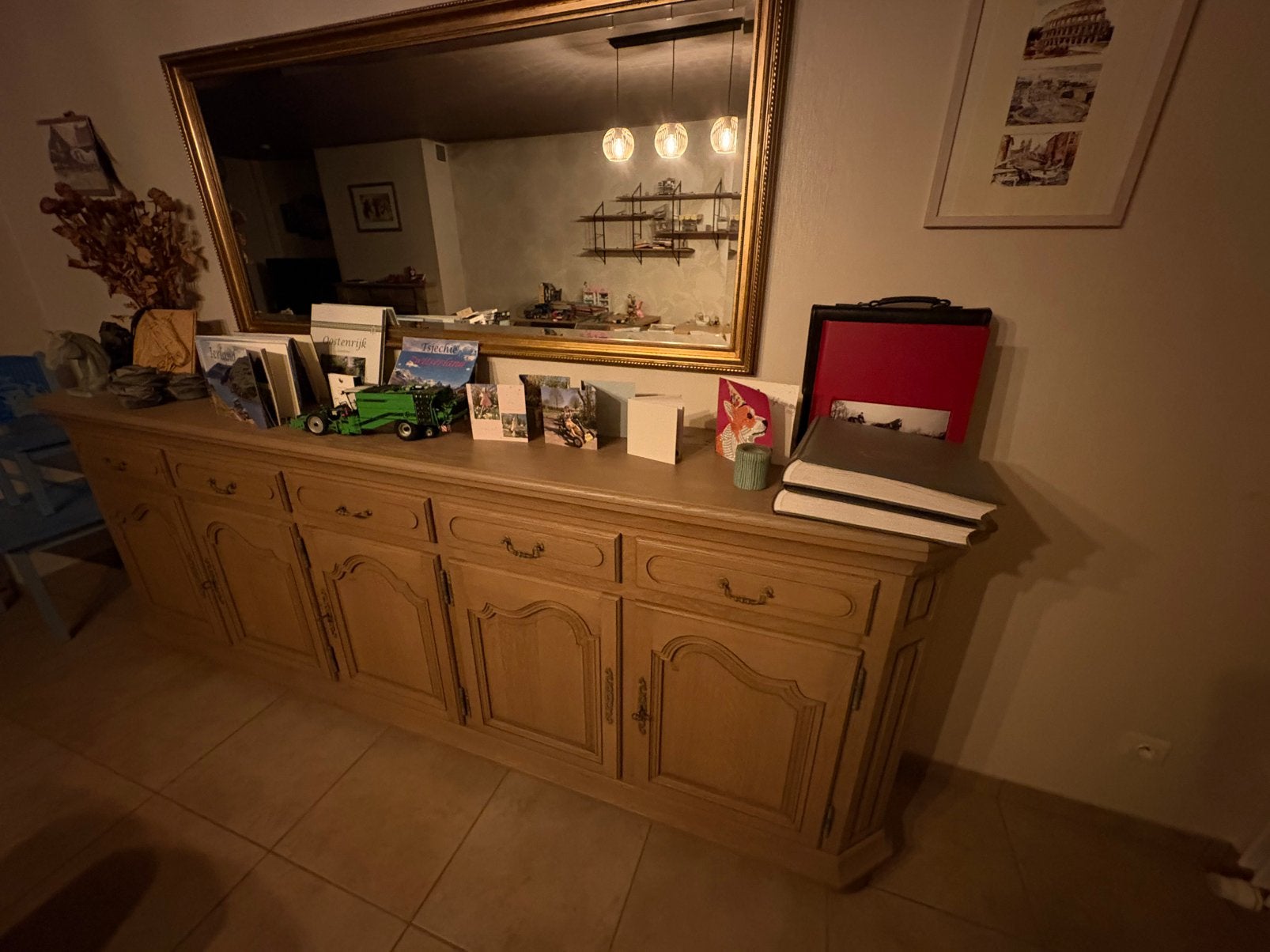 Dressoir kast + hoekkast gezandstraald eik, Huis en Inrichting, Ophalen, Eikenhout, Met lade(s), Zo goed als nieuw