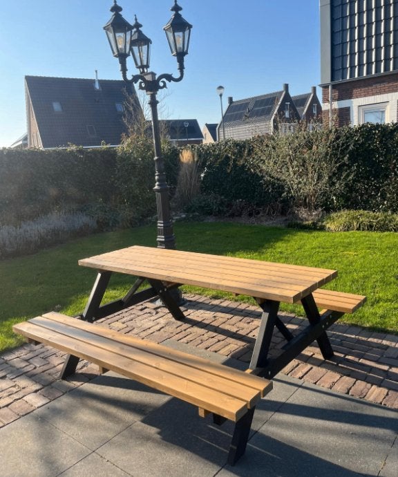 zwart/bruine picknicktafels - nieuw, Neuf, Enlèvement ou Envoi, Rectangulaire, Bois