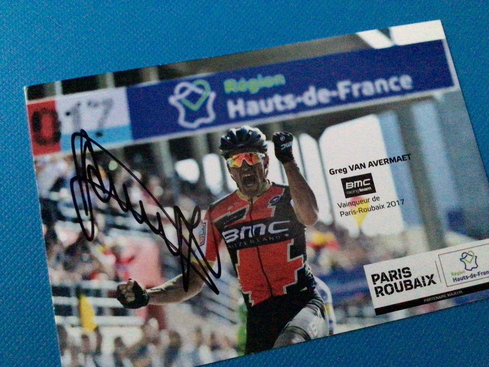 Wielerkaart greg vanavermaut signe, Enlèvement ou Envoi, Comme neuf