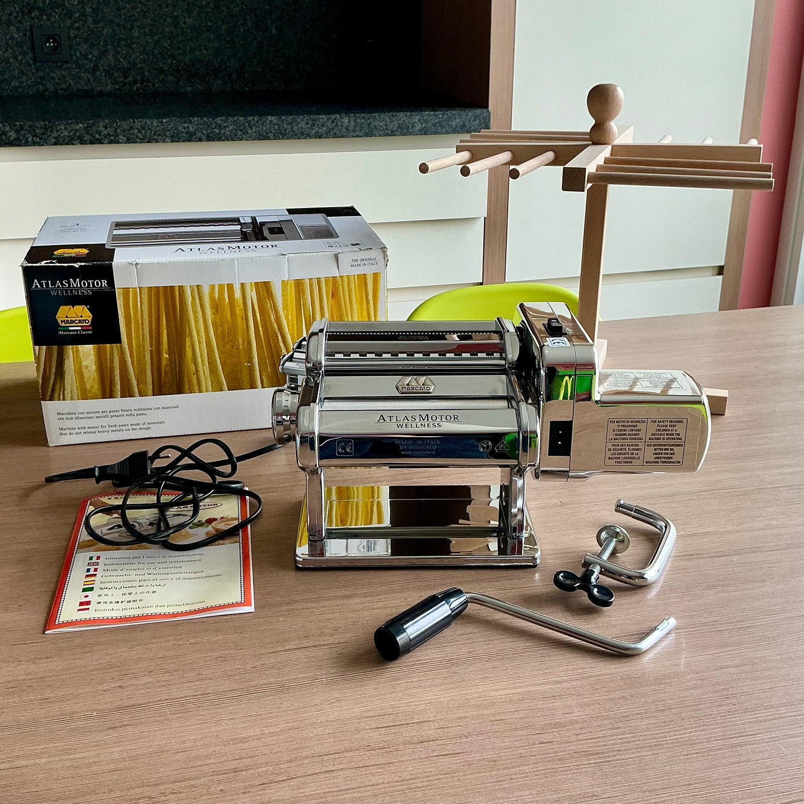 Machine voor verse pasta met Marcato Atlas Motor-motor, Zilver, Ophalen of Verzenden, Zo goed als nieuw, Metaal