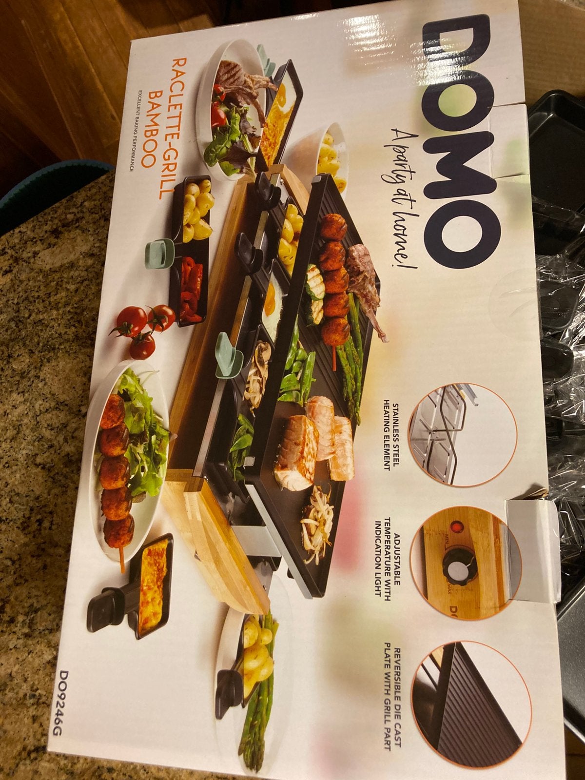 Domo raclette grill Bamboo 8 personen, Ophalen, Nieuw