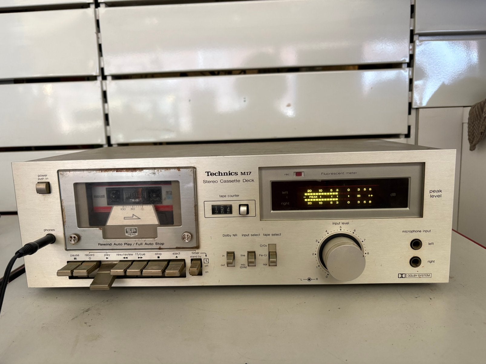 Technics RS-M17 Cassettebord — Fluo VU-meter (jaren 80), Ophalen of Verzenden