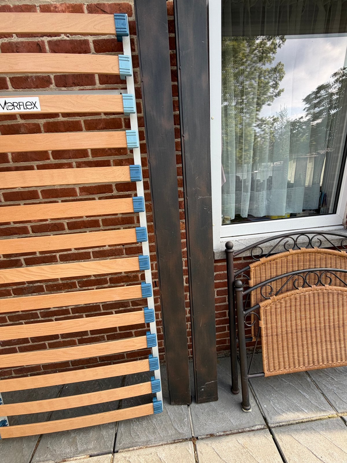 Zwaar ijzeren mooi 1 persoonsbed met lattenflex, Huis en Inrichting, Ophalen, Gebruikt, 90 cm, Eenpersoons