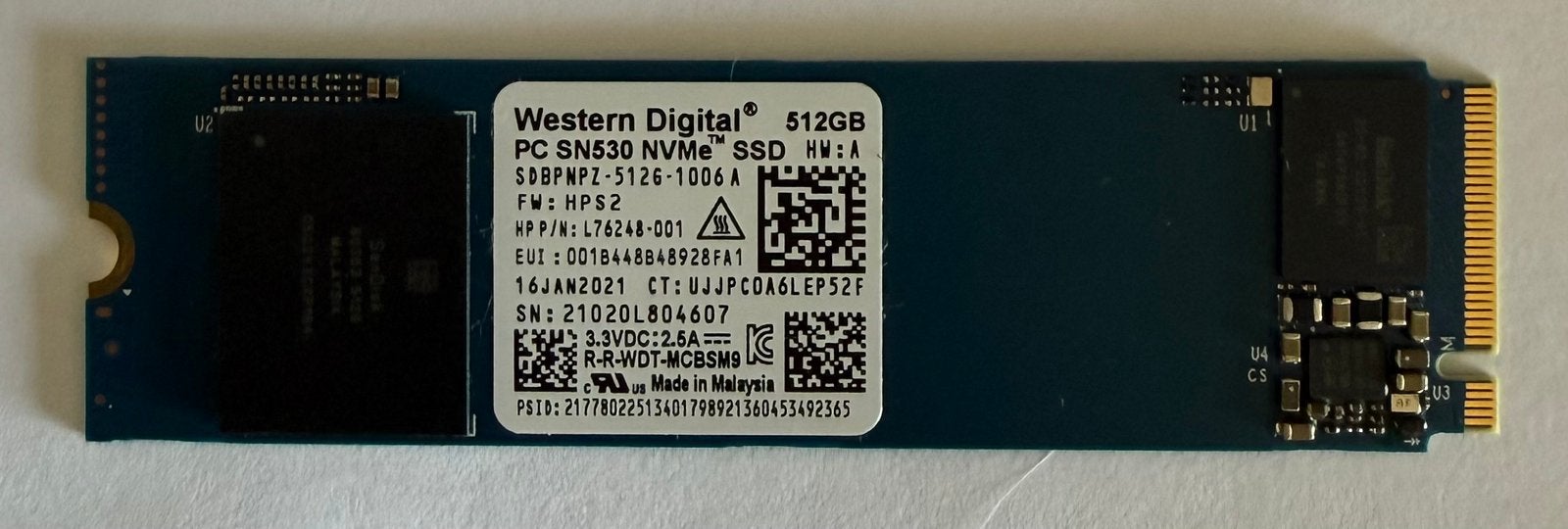 Western digital Ssd NVMe 512 gb, Computers en Software, Ophalen of Verzenden, Gebruikt, Laptop, SSD