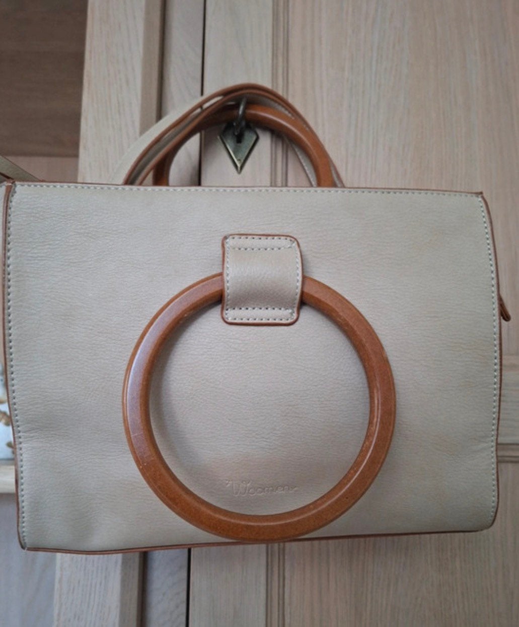 Sac à main beige avec poignées cool et ceinture assortie, Enlèvement ou Envoi, Comme neuf, Beige, Sac à main