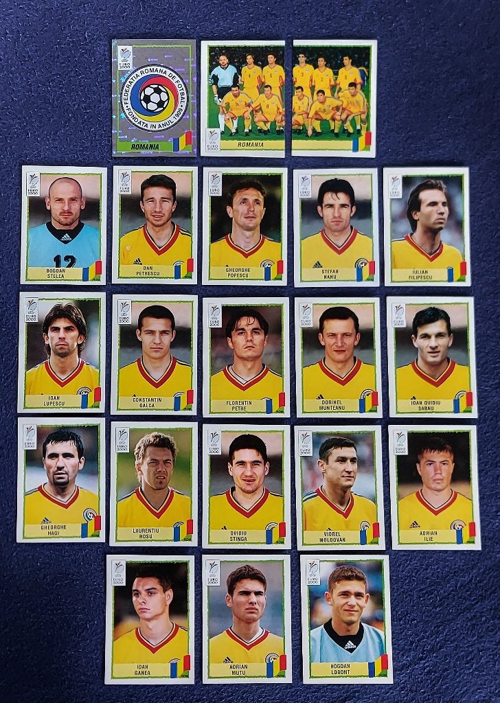 21 versch. Panini stickers voetbal ' Euro 2000 - Roemenië, Ophalen of Verzenden, Nieuw, Meerdere stickers