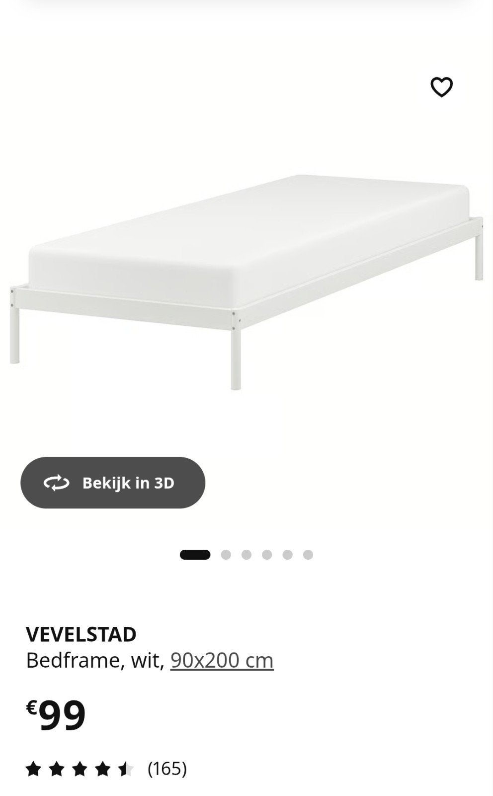 Eenpersoonsbed wit, Ophalen, Wit