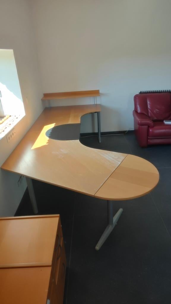 Groot hoekbureau (270cm) + 3 ladeblokken, Ophalen, Gebruikt, 120 cm, Hout