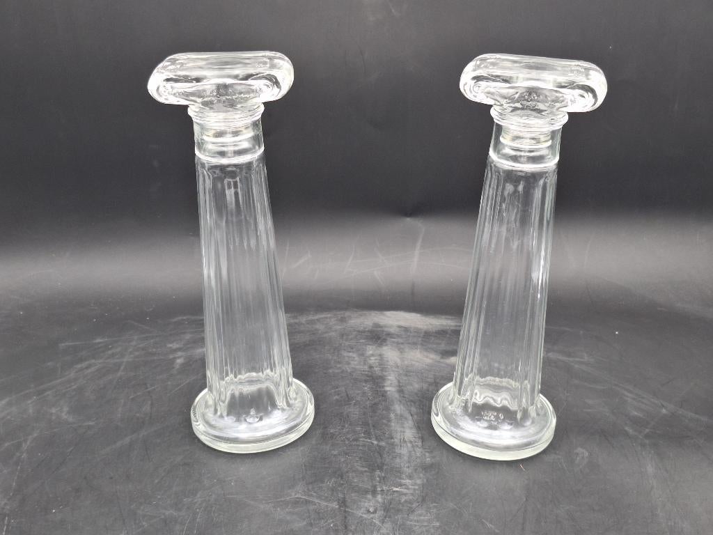 2 identieke glazen flessen, jaren 70, Antiek en Kunst, Ophalen of Verzenden