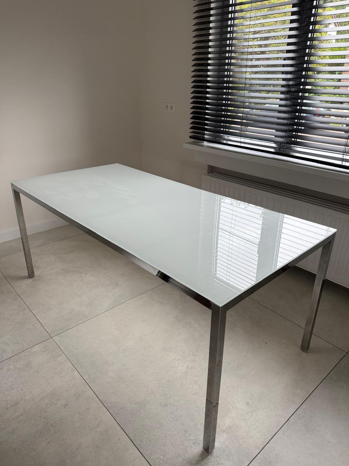 Eettafel in glas - 180x85cm - Torsby, Ophalen, Gebruikt, 50 tot 100 cm, Vijf personen of meer
