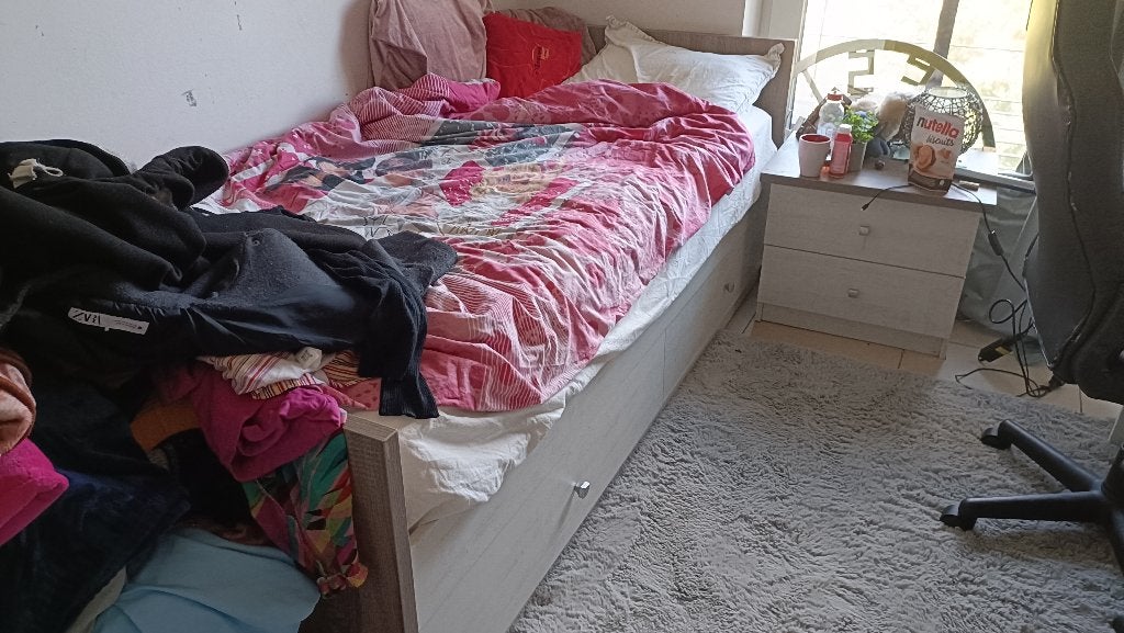Chambre complète 1p - Volledig 1p slaapkamer - 1p bedroom, Enlèvement, Comme neuf, Une personne, Imitation bois clair - Lichte houtimitatie - Light wood-look