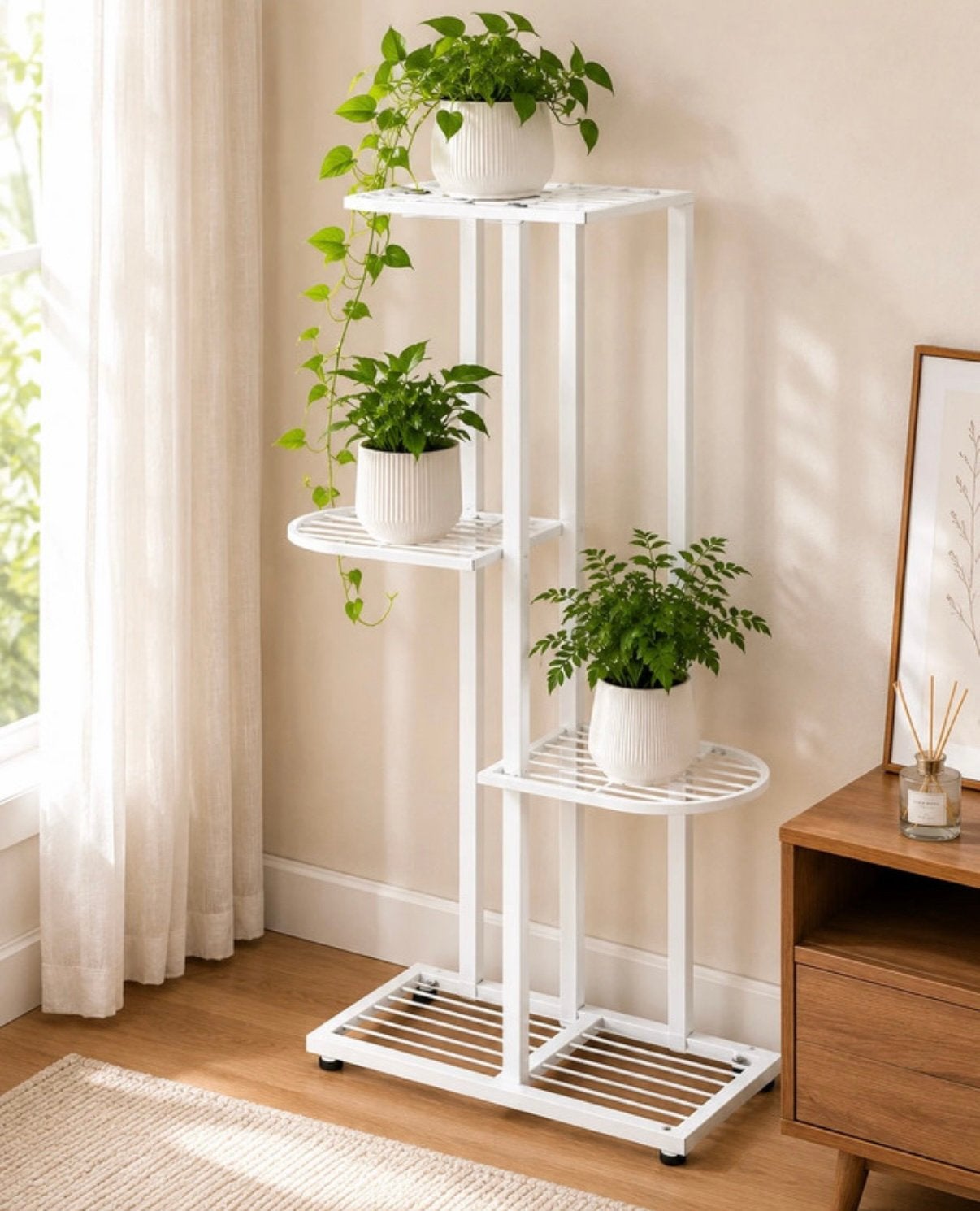 Support de plantes en métal blanc - 4 niveaux, Maison & Meubles, Armoires | Vitrines, Neuf, Métal, Enlèvement ou Envoi