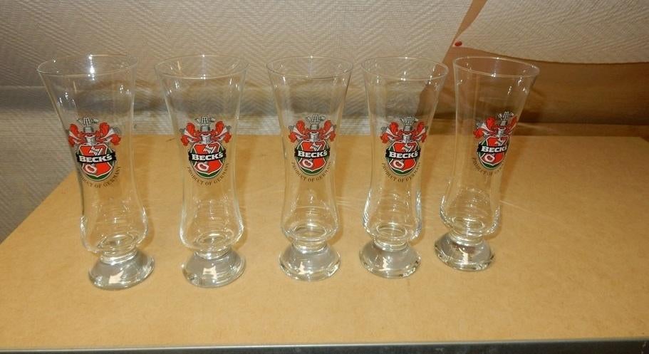 nr.192 - Bierglazen: Beck's, Ophalen of Verzenden, Zo goed als nieuw, Glas of Glazen