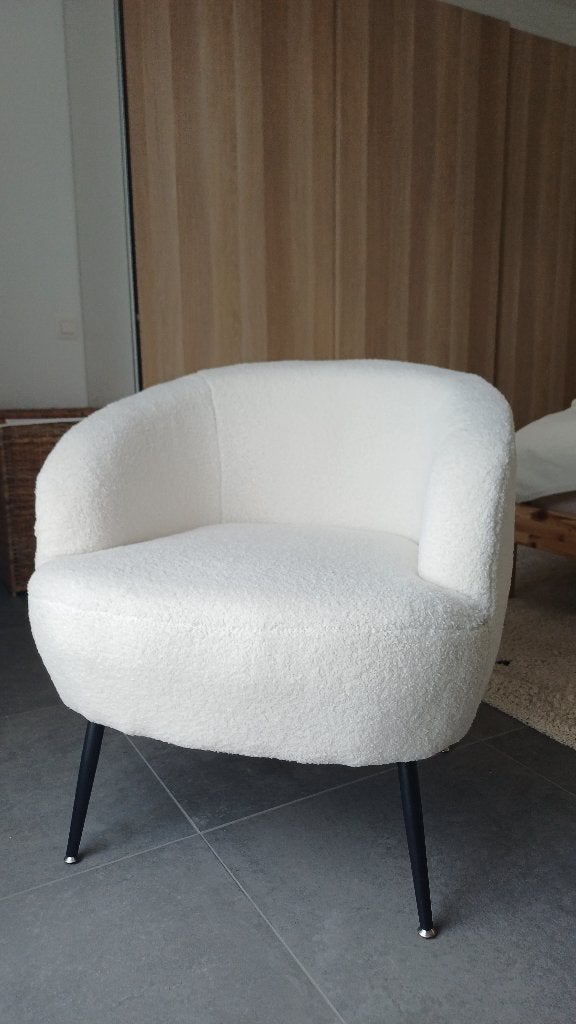 Fauteuil arrondi bouclette, Maison & Meubles, Moins de 75 cm, Synthétique, Comme neuf, Enlèvement