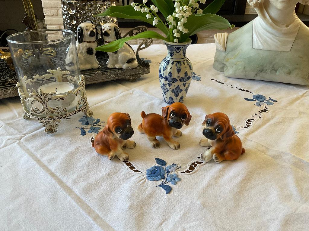 Trio Boxer pups beeldjes, Ophalen of Verzenden