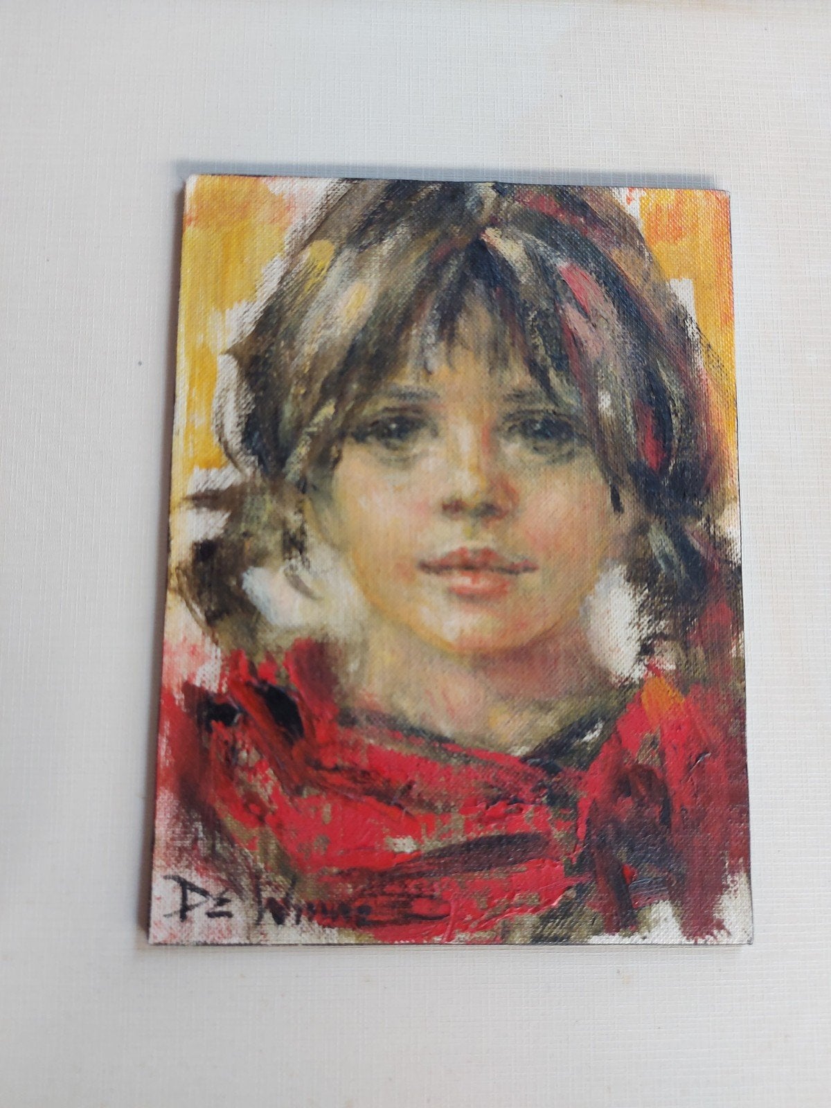 schilderij Lisette De Winne ingekaderd, Antiek en Kunst, Ophalen, Handgeschilderd, Olieverf, Figuren