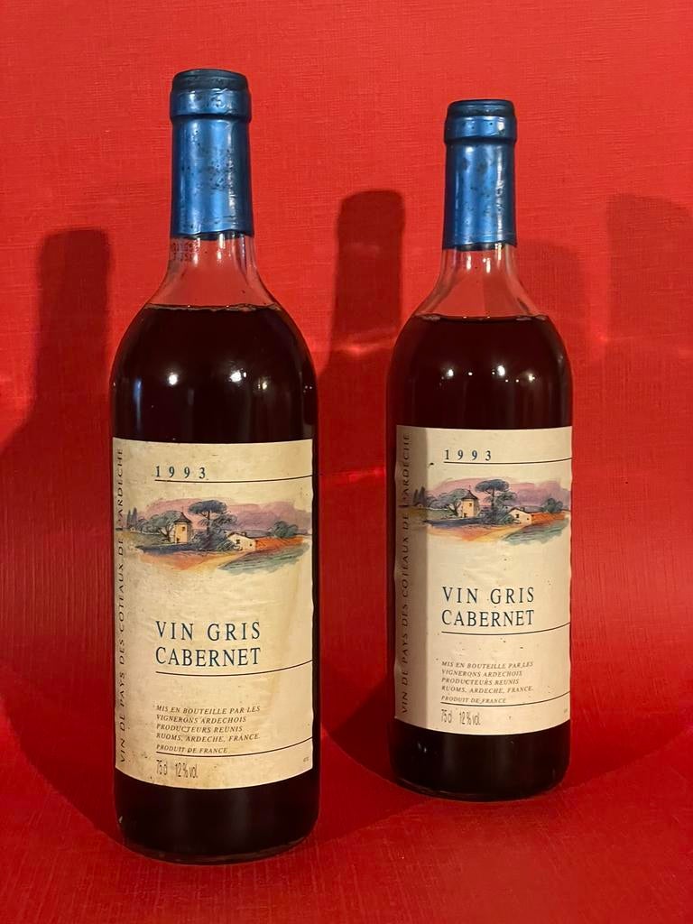 2x Vin Gris Cabernet millésime 1993 de France, Enlèvement ou Envoi, Comme neuf, France