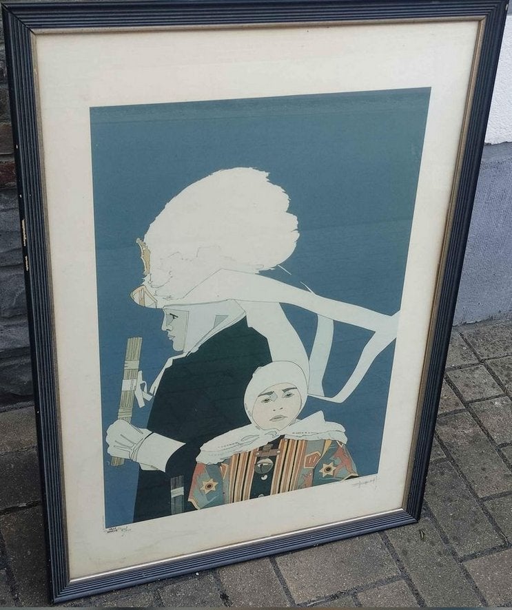 Lithographie Gilles de Binche signe Mathieu godart, Antiquités & Art, Numéroté, Enlèvement, Lithographie
