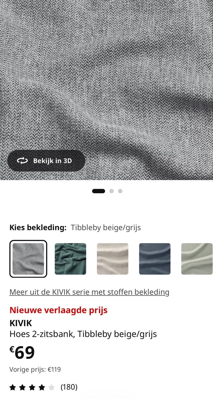 Kivik zetelhoezen 2 en 3 zit, Ophalen, Grijs