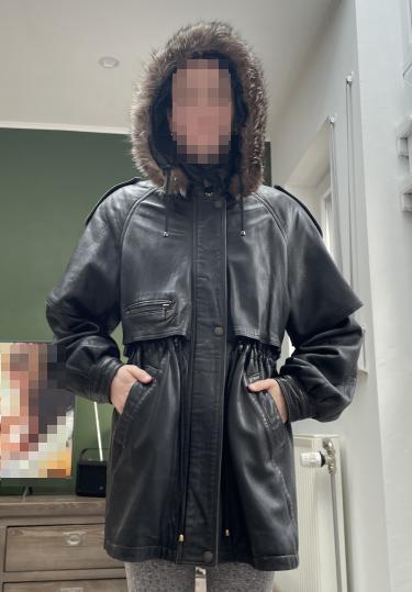 Manteau en cuir d'agneau, Enlèvement, Porté, Taille 52/54 (L), Noir